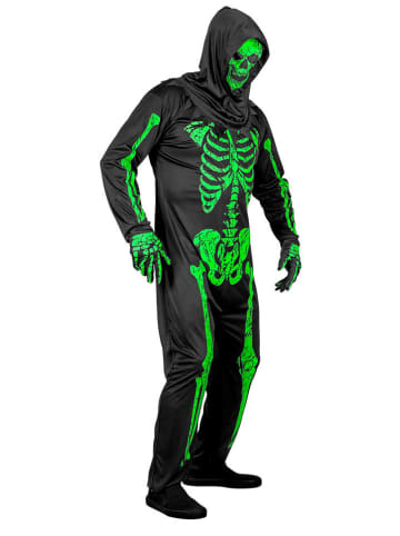 Widmann 3-delig kostuum "NEON SKELET" zwart/groen