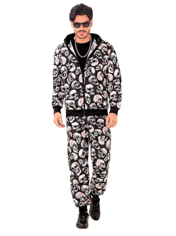 Carnival Party 2-delig kostuum "PARTY FASHION TRAININGSPAK MET DOODSKOPPEN" zwart/meerkleurig