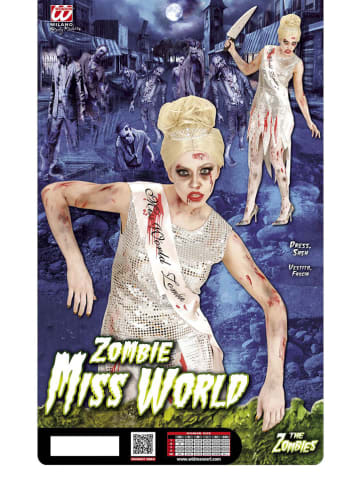 Carnival Party 2-delig kostuum "MISS WORLD ZOMBIE" goudkleurig