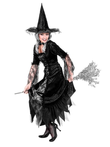 Widmann 2-delig kostuum "SPIDERWEB WITCH" zwart/zilverkleurig