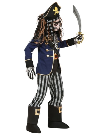 Widmann 4-delig kostuum "SKELET PIRAATKAPITEIN" donkerblauw/zwart