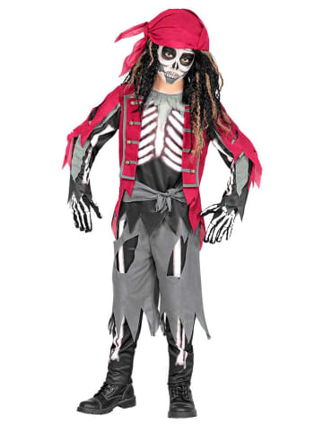Widmann 5-częściowy kostium "SKELETT PIRAT" w kolorze szaro-czerwonym