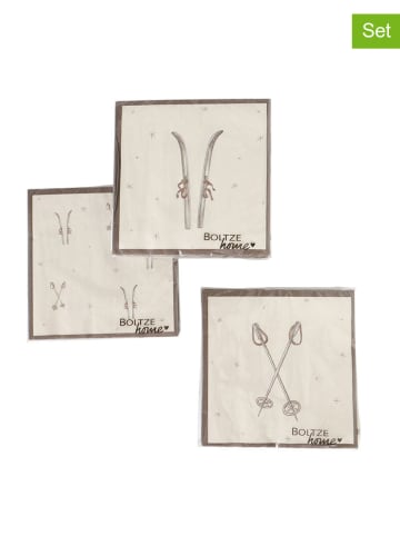 Boltze 3er-Set: Servietten "Mountains" in Beige - 3x 20 Stück