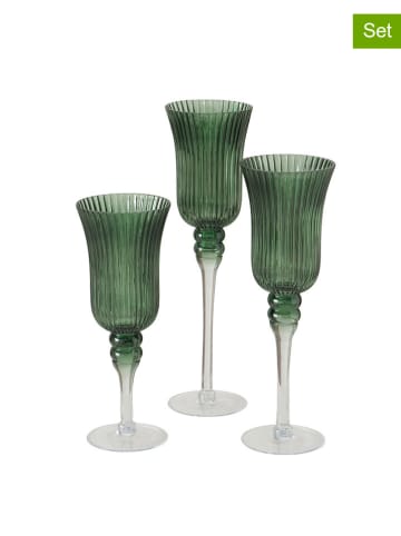 Boltze Świeczniki (3 szt.) "Manou" w kolorze zielonym