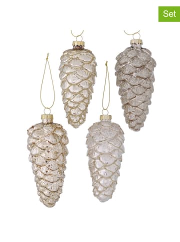 Boltze 4er-Set: Weihnachtsanhänger "Aragon" in Gold - (H)12 cm