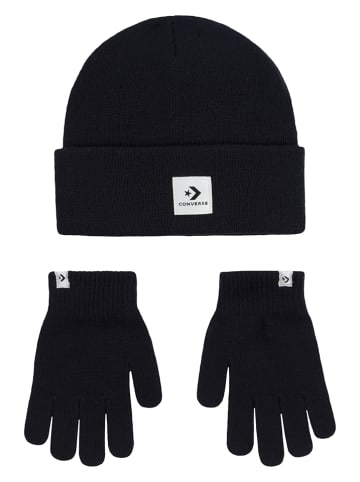 Converse 2tlg. Set: Beanie und Handschuhe "Cold Weather" in Schwarz