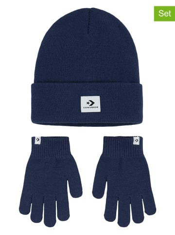 Converse 2tlg. Set: Beanie und Handschuhe "Cold Weather" in Dunkelblau