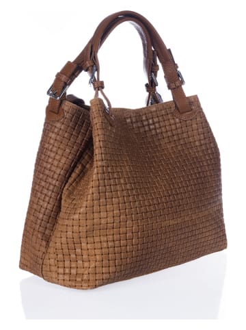 Lucca Baldi Skórzany shopper bag w kolorze jasnobrązowym - 37 x 45 x 15 cm