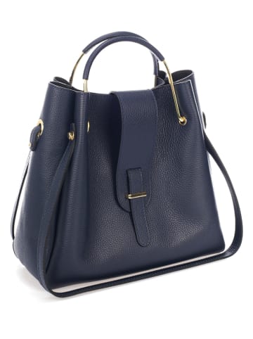 Lucca Baldi Leren handtas donkerblauw - (B)33 x (H)28 x (D)13 cm