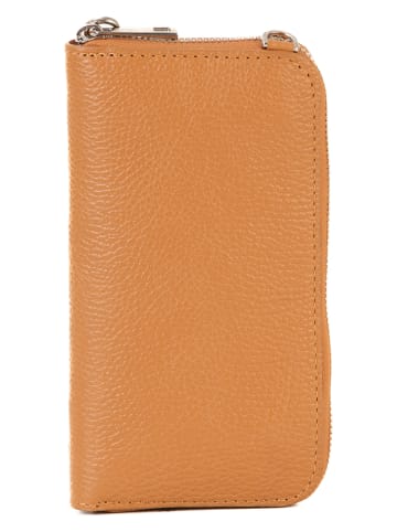 Lia Biassoni Skórzana torebka "Cerca" w kolorze jasnobrązowym na telefon - 11 x 19 x 4 cm