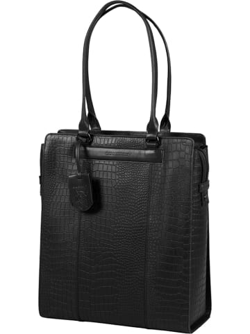 Burkely Leder-Henkeltasche "Casual Carly" in Schwarz - (B)33,5 x (H)39 x (T)12 cm