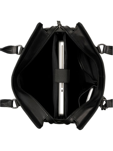 Burkely Leder-Henkeltasche "Casual Carly" in Schwarz - (B)33,5 x (H)39 x (T)12 cm