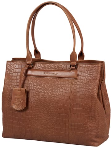 Burkely Leder-Schultertasche "Casual Carly" in Cognac - (B)34 x (H)27 x (T)14 cm