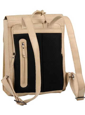 Burkely Leder-Rucksack "Casual Carly" in Beige - (B)33 x (H)38 x (T)12 cm