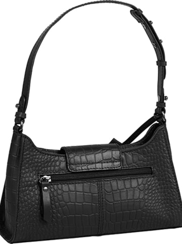 Burkely Leder-Schultertasche "Casual Carly" in Schwarz - (B)24 x (H)13 x (T)6 cm