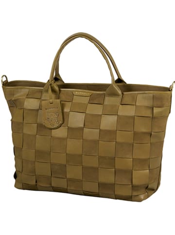 Burkely Leder-Shopper "Even Elin" in Khaki - (B)40 x (H)31 x (T)14 cm