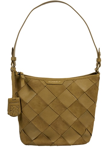 Burkely Leder-Schultertasche "Even Elin" in Khaki - (B)19 x (H)21 x (T)12 cm