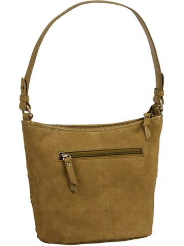Burkely Leder-Schultertasche "Even Elin" in Khaki - (B)19 x (H)21 x (T)12 cm