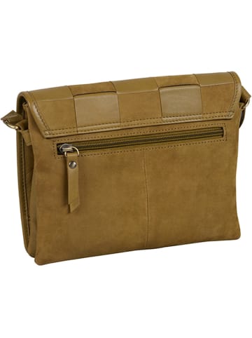 Burkely Leder-Umhängetasche "Even Elin" in Khaki - (B)24 x (H)18 x (T)6 cm