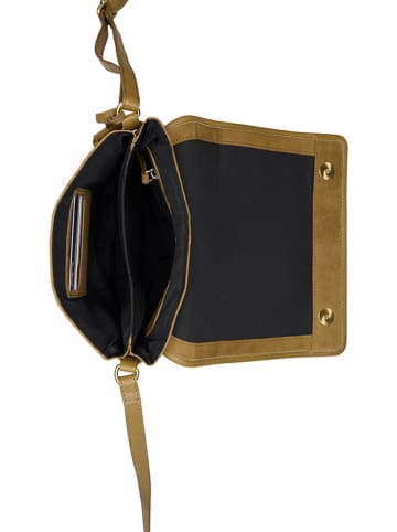 Burkely Leder-Umhängetasche "Even Elin" in Khaki - (B)24 x (H)18 x (T)6 cm