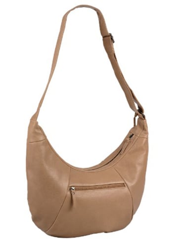 Burkely Leder-Schultertasche "Just Jolie" in Taupe - (B)45 x (H)28 x (T)9 cm