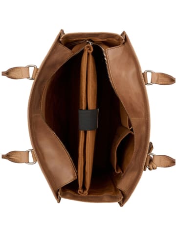 Burkely Leder-Schultertasche "Casual Cayla" in Cognac - (B)33 x (H)37 x (T)12,5 cm
