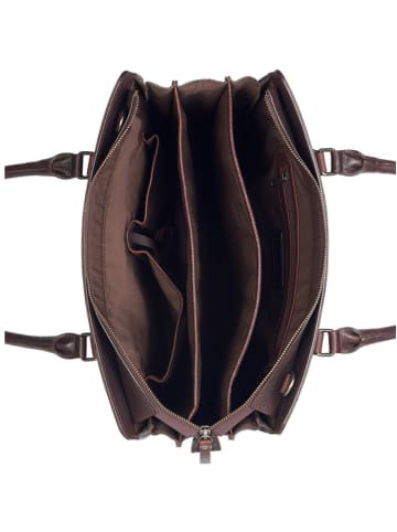 Burkely Leder-Henkeltasche "Antique Avery" in Dunkelbraun - (B)36 x (H)28 x (T)9 cm
