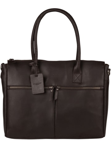 Burkely Leder-Schultertasche "Valerie" in Dunkelbraun - (B)39 x (H)33 x (T)9 cm