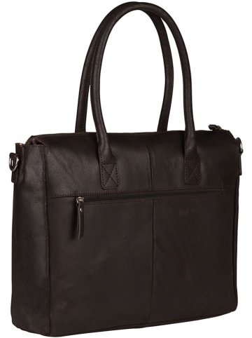 Burkely Leder-Schultertasche "Valerie" in Dunkelbraun - (B)39 x (H)33 x (T)9 cm