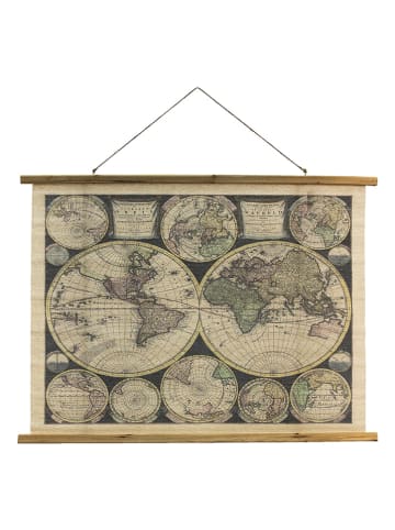 Clayre & Eef Wandkarte "Weltkarte" in Beige - (B)100 x (H)76 cm