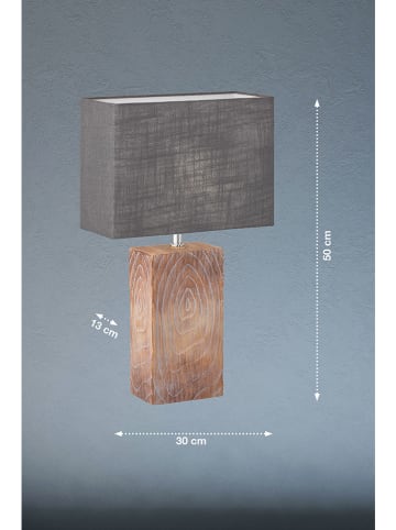 FISCHER & HONSEL Tafellamp "Bronco" grijs/lichtbruin - (B)30 x (H)50 x (D)13 cm