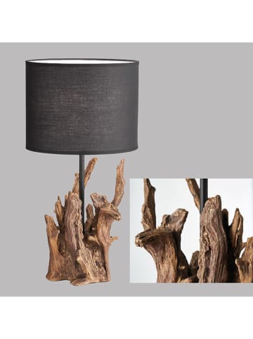 FISCHER & HONSEL Lampa stołowa ''Kratt" w kolorze czarno-jasnobrązowym - wys. 50 x Ø 26 cm
