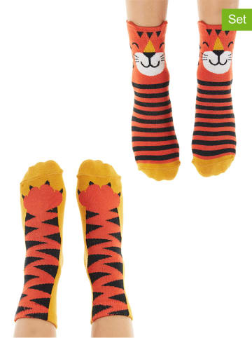 Denokids 2-delige set: sokken "Tiger" oranje