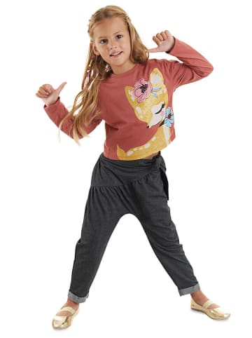 Denokids 2-delige outfit "Gazelle" lichtroze/antraciet