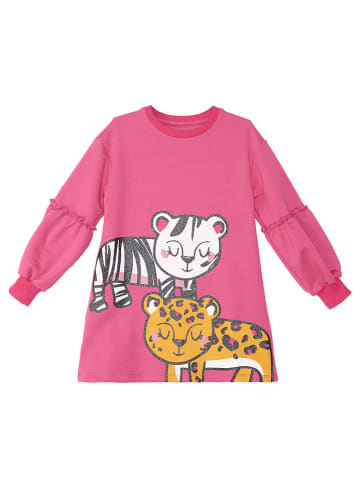 Denokids Sukienka "Leopard Zebra" w kolorze różowym