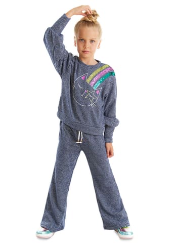 Denokids 2-delige outfit "Silver Cat" donkerblauw