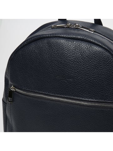 Victor & Hugo Paris Leder-Rucksack "Mini Lou" in Dunkelblau - (B)20 x (H)28 x (T)10 cm