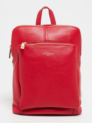 Victor & Hugo Paris Leder-Rucksack "Melania" in Rot - (B)24 x (H)27 x (T)9 cm