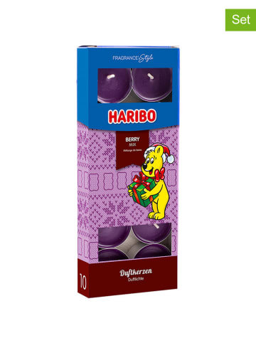 Haribo 2-delige set: theelichtjes "Haribo Winterdesign Berry Mix" paars - 2x 10 stuks