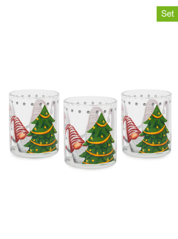Trendy Kitchen by EXCÉLSA 3er-Set: Trinkgläser "Gnomo Friends" in Grün/ Rot - 250 ml