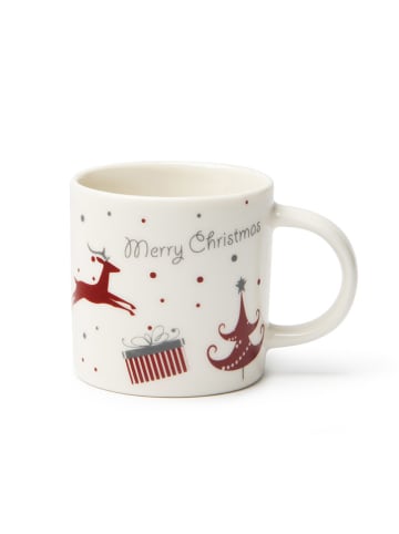 Trendy Kitchen by EXCÉLSA 4-delige set: koffiekoppen "Merry Christmas" wit/rood - 100 ml