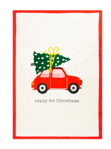 Trendy Kitchen by EXCÉLSA Geschirrtuch "Ready for Christmas" in Creme/ Rot - (L)70 x (B)50 cm