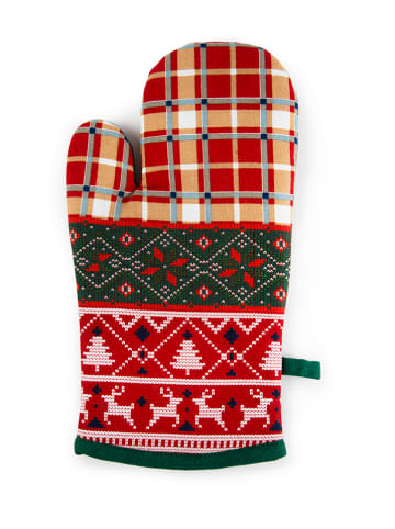 Trendy Kitchen by EXCÉLSA Ofenhandschuh "Fall Winter" in Rot/ Grün - (L)32 x (B)18 cm