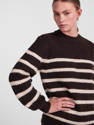 Pieces Trui donkerbruin/beige