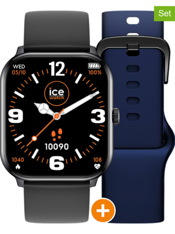 Ice Watch 2tlg. Set: Smartwatch "ICE 1.0" mit Wechselband in Schwarz/ Dunkelblau