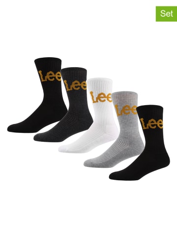 LEE Underwear 5-delige set: sokken "Bisset" zwart/wit/grijs