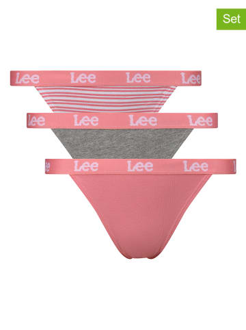 LEE Underwear 3-delige set: slips "Aliya" lichtroze/grijs