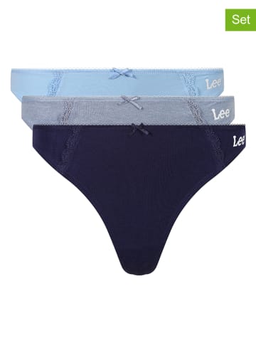 LEE Underwear 3-delige set: strings "Betsy" om lichtblauw/blauw/donkerblauw
