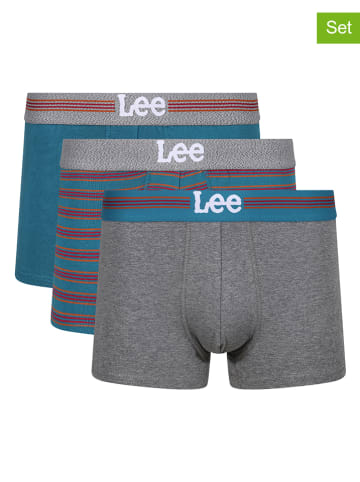 LEE Underwear 3er-Set: Boxershorts "Leitch" in Petrol/ Grau