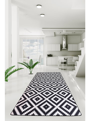 Mioli Laagpolig tapijt zwart/wit